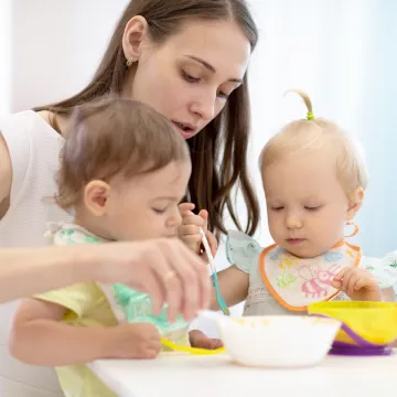 Staff looking after children
